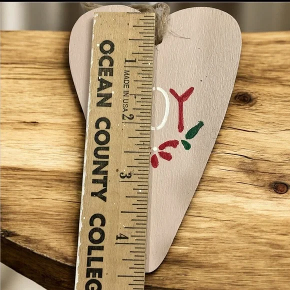 Handmade Joy Wooden Holiday Ornament - Cream and Red - Picture 4 of 6